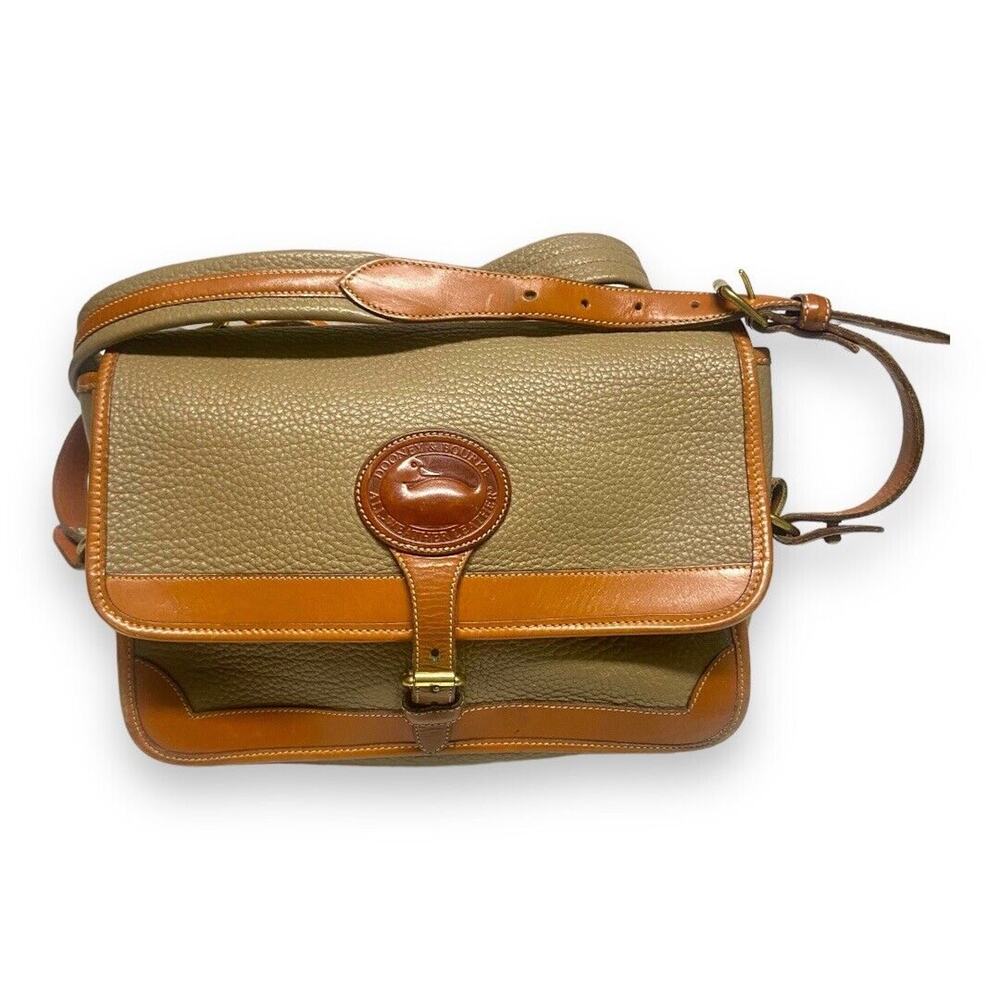 Dooney & Bourke Taupe Brown Purse Handbag Tote All Weather Leather USA Vintage